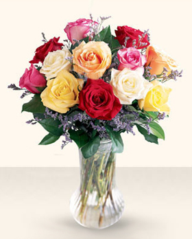 Mixed Roses In Vase